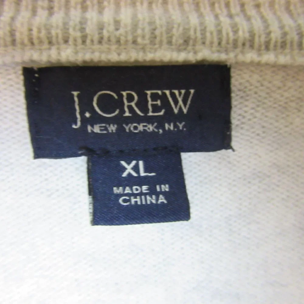 J Crew Sweater Beige Cotton Cashmere V-Neck Business Casual Preppy Cozy Men's XL